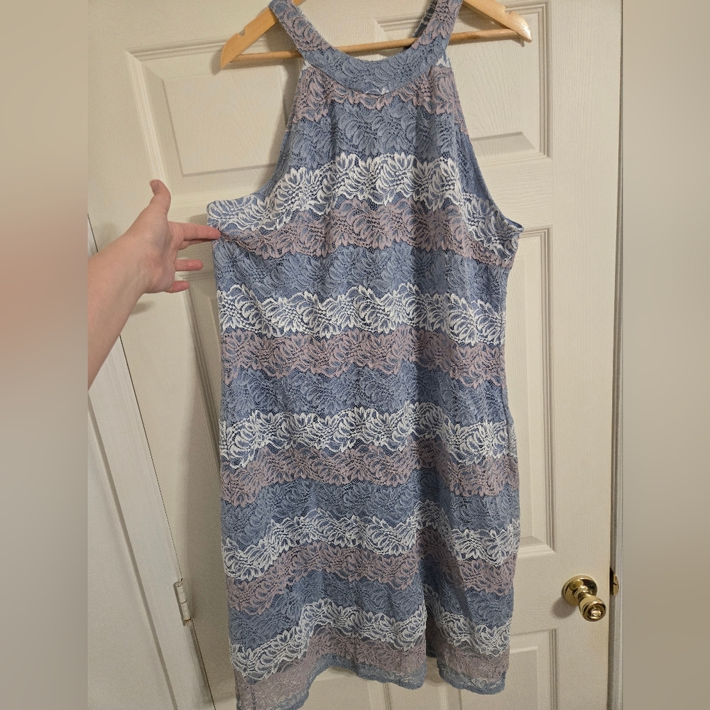Ashley Stewart blue and white lace dress Sleeveless size 26W - Picture 2 of 10